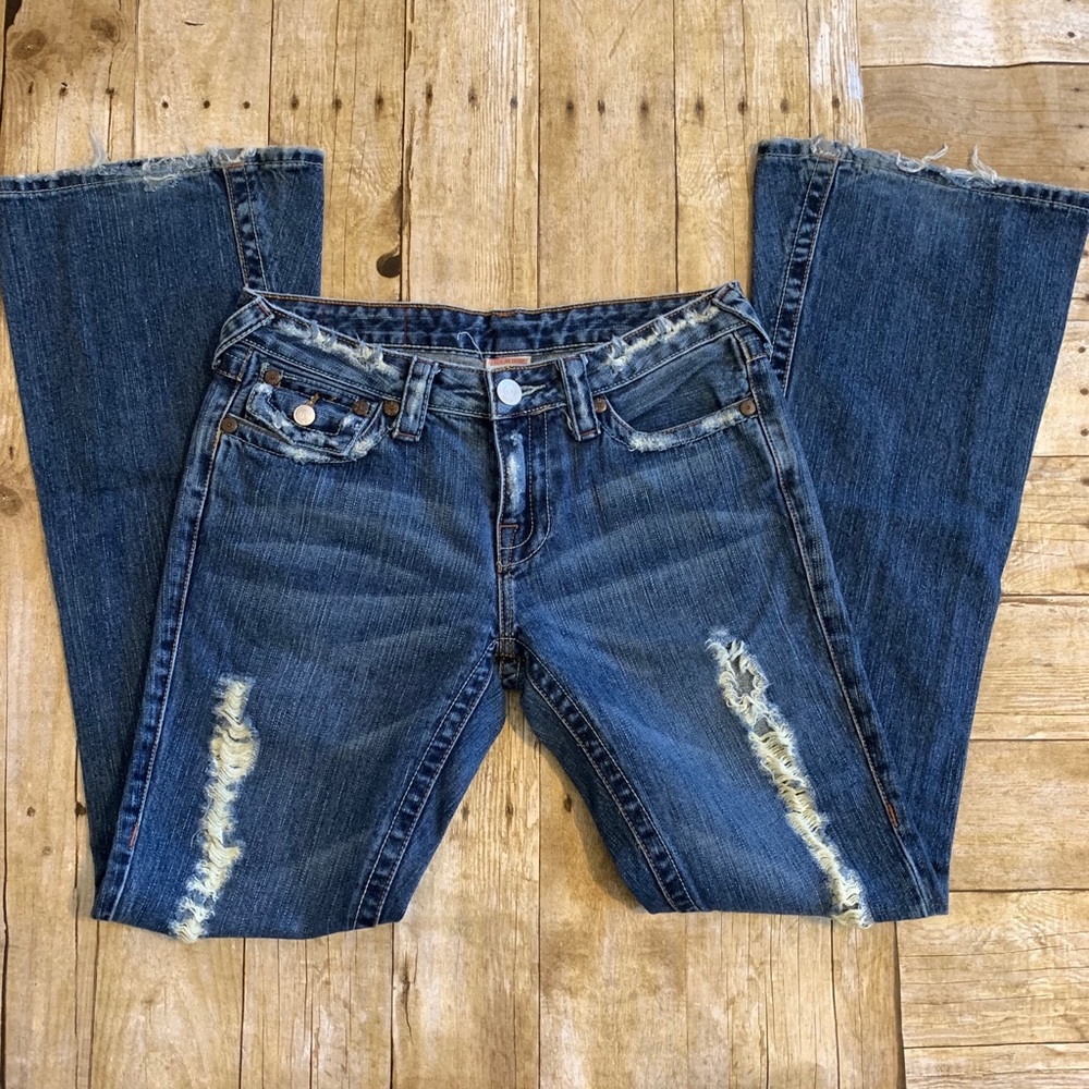 True Religion Wide Leg Denim Jeans Sz 27